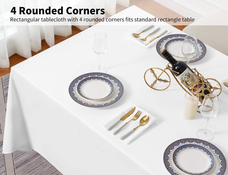 Surmente 2 Pack White Rectangle Tablecloth 90 x 132-inch Rectangular Polyester Table Cloth for Weddings, Banquets, or Restaurants - Image 4